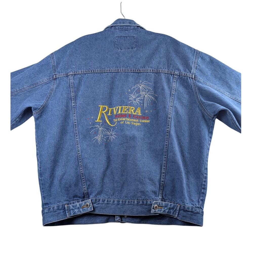 Vintage Riviera Las Vegas Blue Denim Mens LargeButton Up Jacket Riviera Blues‎